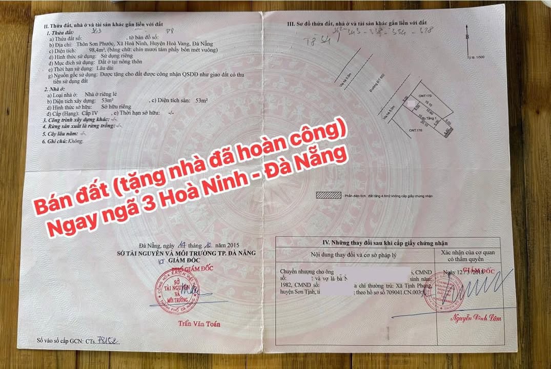 Đất nền Hòa Ninh Đà Nẵng 98.4m² giá 2.8 tỷ - Pháp lý rõ ràng, dễ vay ngân hàng!