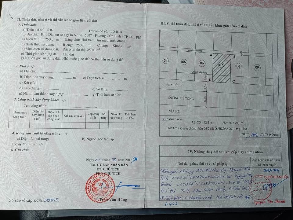 Đất nền Cẩm Bình 250m² giá 7.375 tỷ - Diện tích rộng, hướng Nam