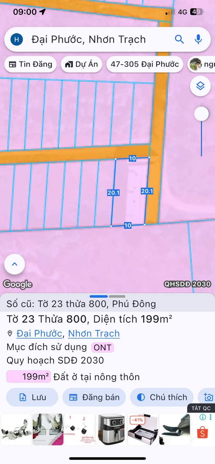 Đất nền góc 2 mặt tiền Hùng Vương Nhơn Trạch 199m² giá 4.1 tỷ - Cơ hội đầu tư hấp dẫn!