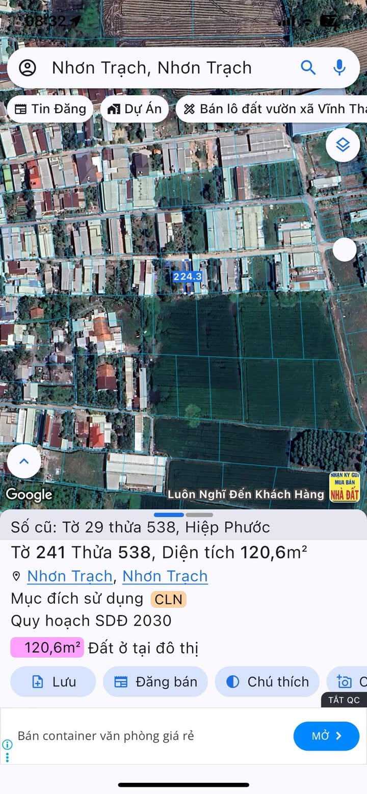 Đất nền Hiệp Phước Nhơn Trạch 120m² giá 1.65 tỷ - Khu dân cư ổn định, gần Sân Bay Long Thành!