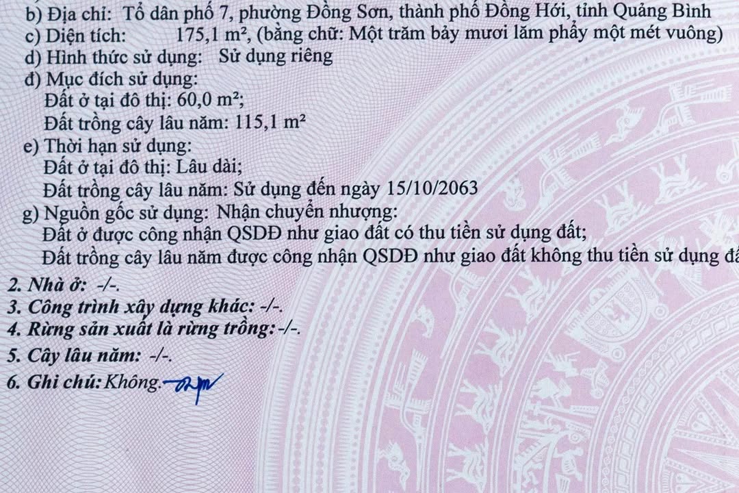 Đất nền Đồng Sơn, Đồng Hới 175m² giá chỉ 500 triệu - Vị trí vàng cho đầu tư!