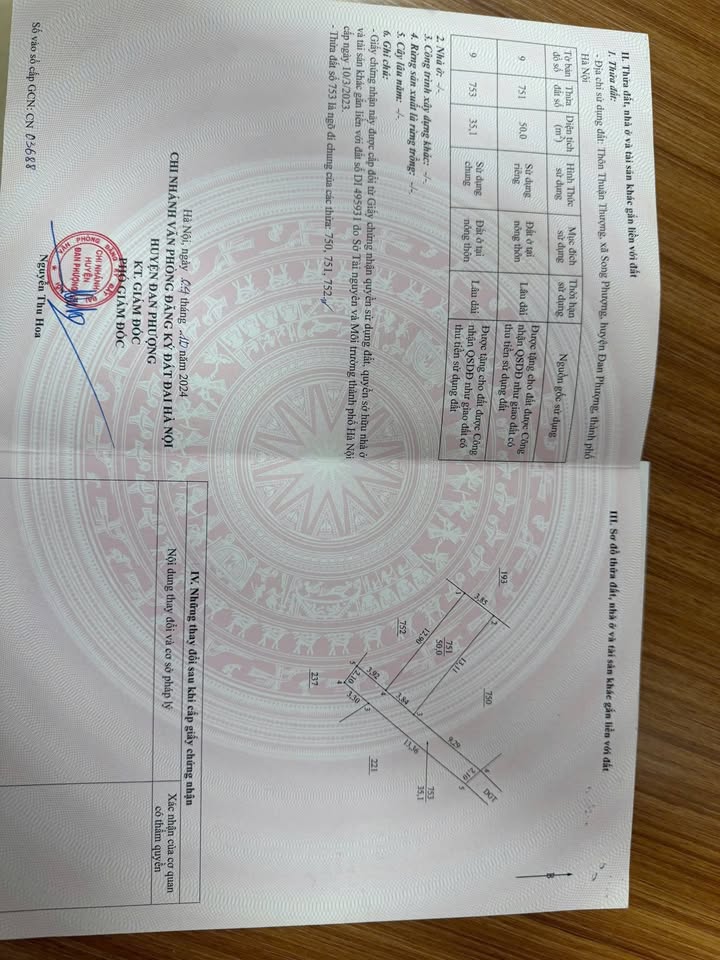 Đất nền Song Phượng, Đan Phượng 50m² giá 3 tỷ - Đường thông quy hoạch đẹp!