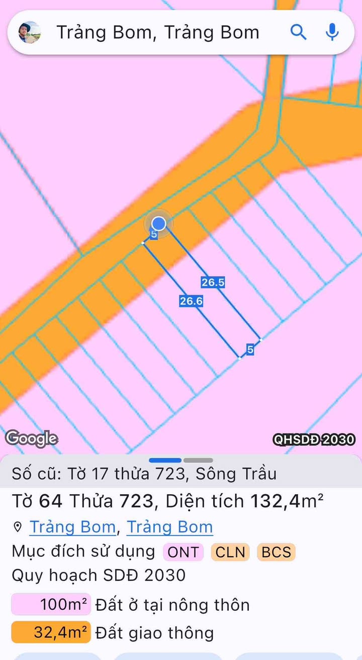 Đất thổ cư 132m² tại xã Trảng Bom, Đồng Nai chỉ 690 triệu - Sổ đỏ chính chủ!