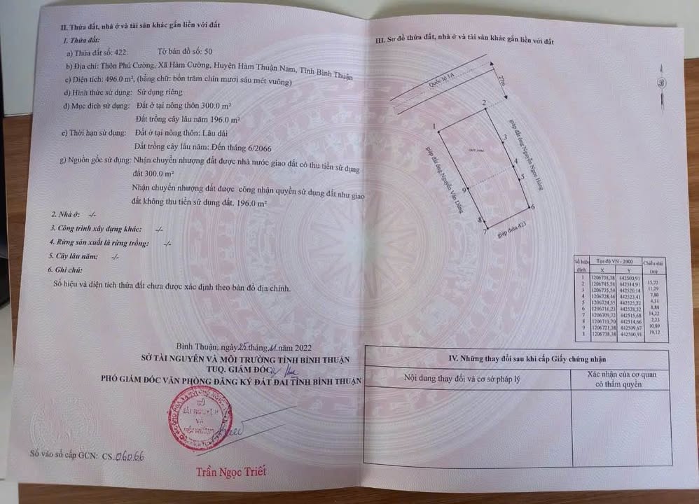 Bán đất mặt tiền QL1A, xã Hàm Cường, 984m² giá 5.2 tỷ - Cơ hội đầu tư lý tưởng!