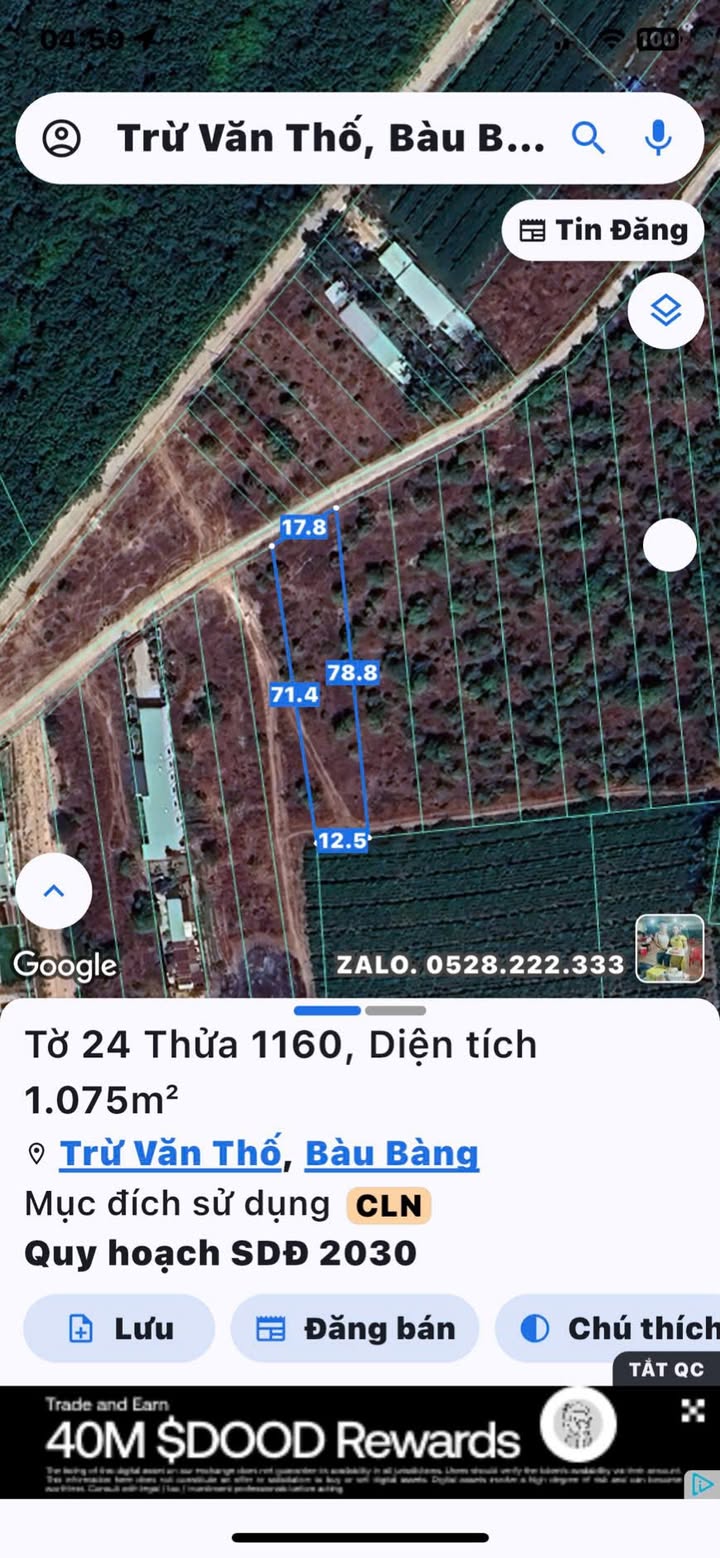 Đất nền Trừ Văn Thố, Bàu Bàng 1386.4m² - Giá thỏa thuận hấp dẫn!