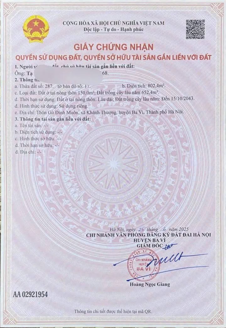 Đất nghỉ dưỡng 802m² tại Khánh Thượng, Ba Vì chỉ 1 tỷ - Đầu tư lý tưởng!