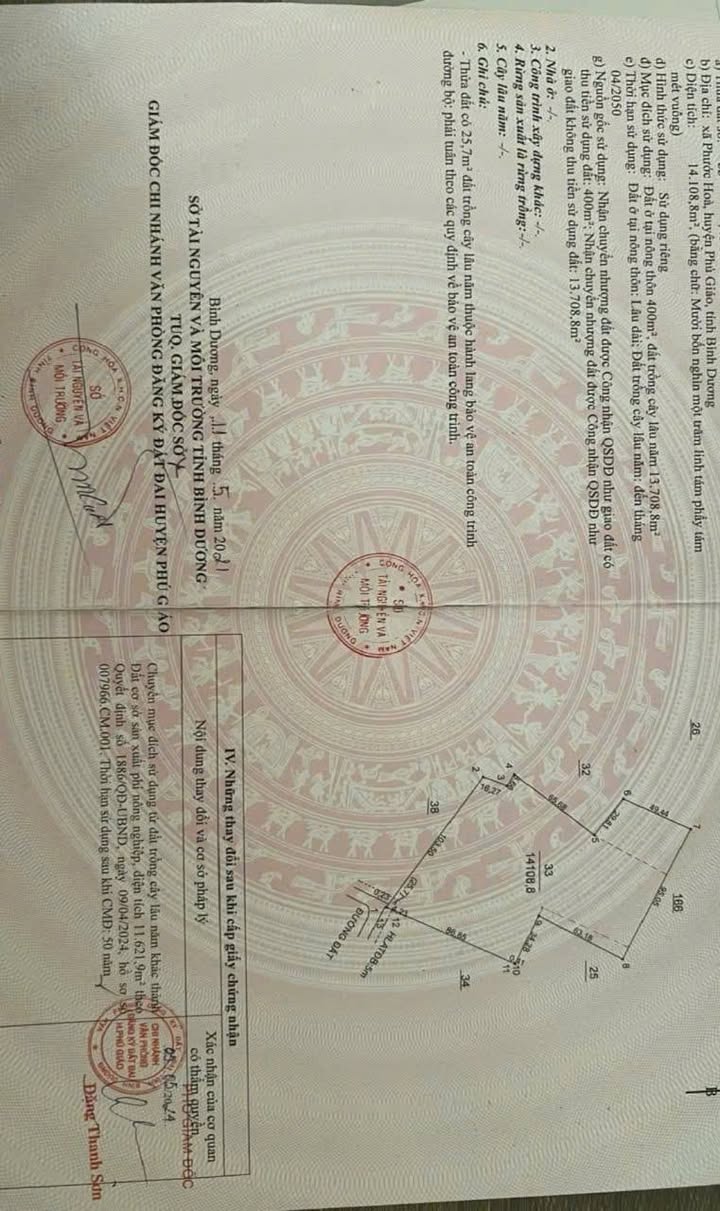 Đất nền Phước Hòa, Phú Giáo 1.4ha giá 30 tỷ - Đầu tư sinh lời lý tưởng!