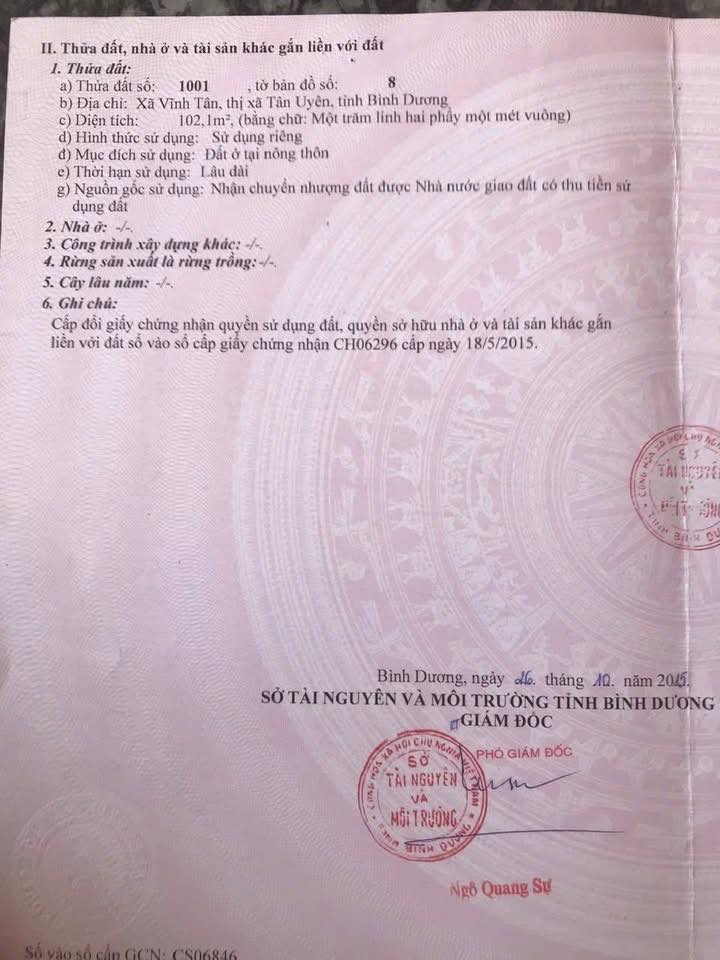 Đất nền Vĩnh Tân Bình Dương 102m² giá 2.05 tỷ - Cơ hội đầu tư hấp dẫn!