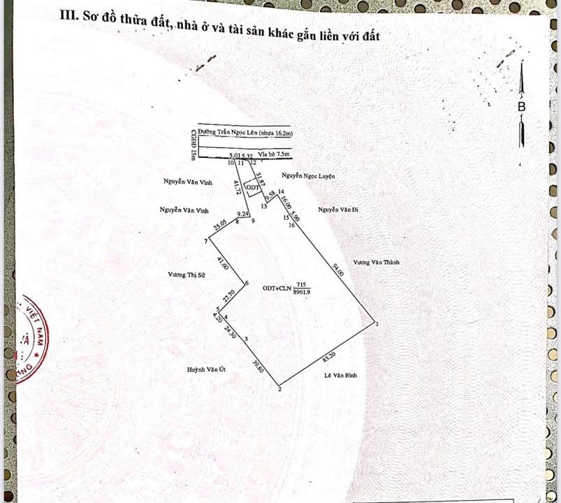 Bán đất mặt tiền đường Trần Ngọc Lên, Thủ Dầu Một, 8.961m² - Tiềm năng phát triển lớn!