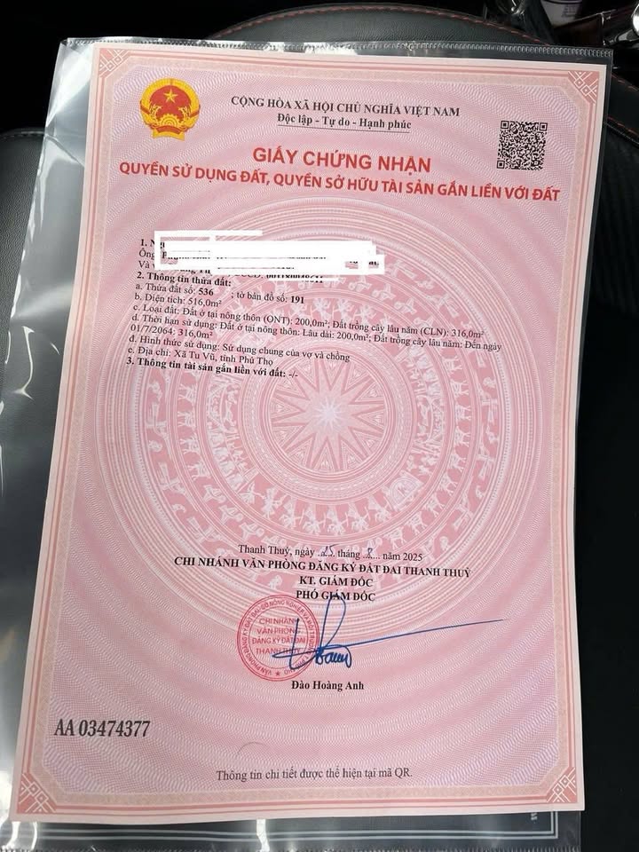 Đất nền xã Tu Vũ, Thanh Thủy, Phú Thọ 516m² giá chỉ 2 tỷ - Cơ hội đầu tư tuyệt vời!