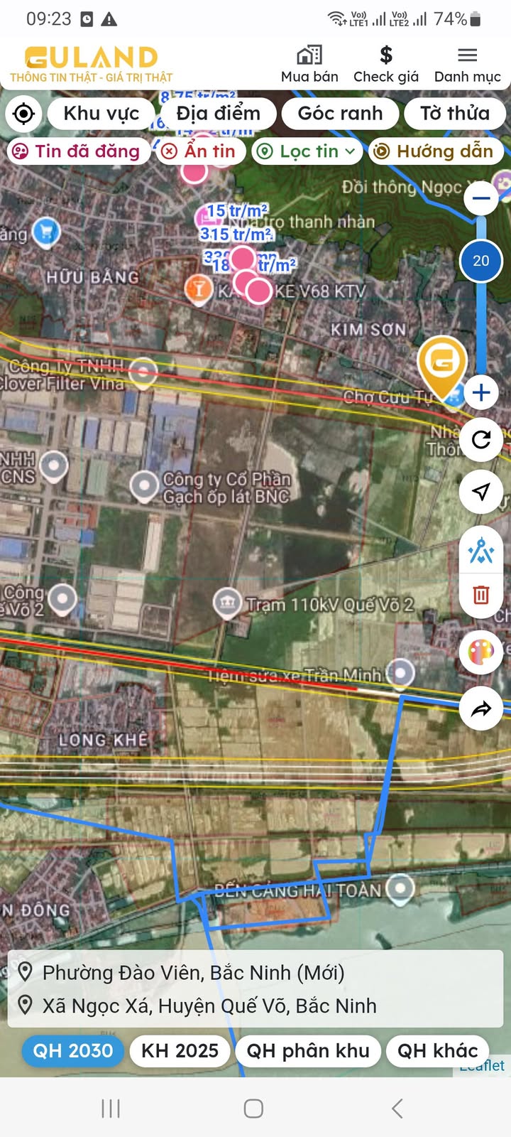 Đất thổ cư Ngọc Xá - Quế Võ 86m² giá 1 tỷ - Lô góc 2 mặt đường ô tô