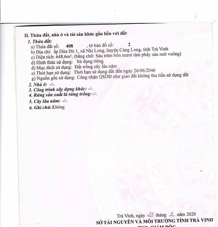 Đất mặt tiền Đan Lợi, Càng Long 6000m² giá chỉ 350 triệu - Cơ hội đầu tư hấp dẫn!