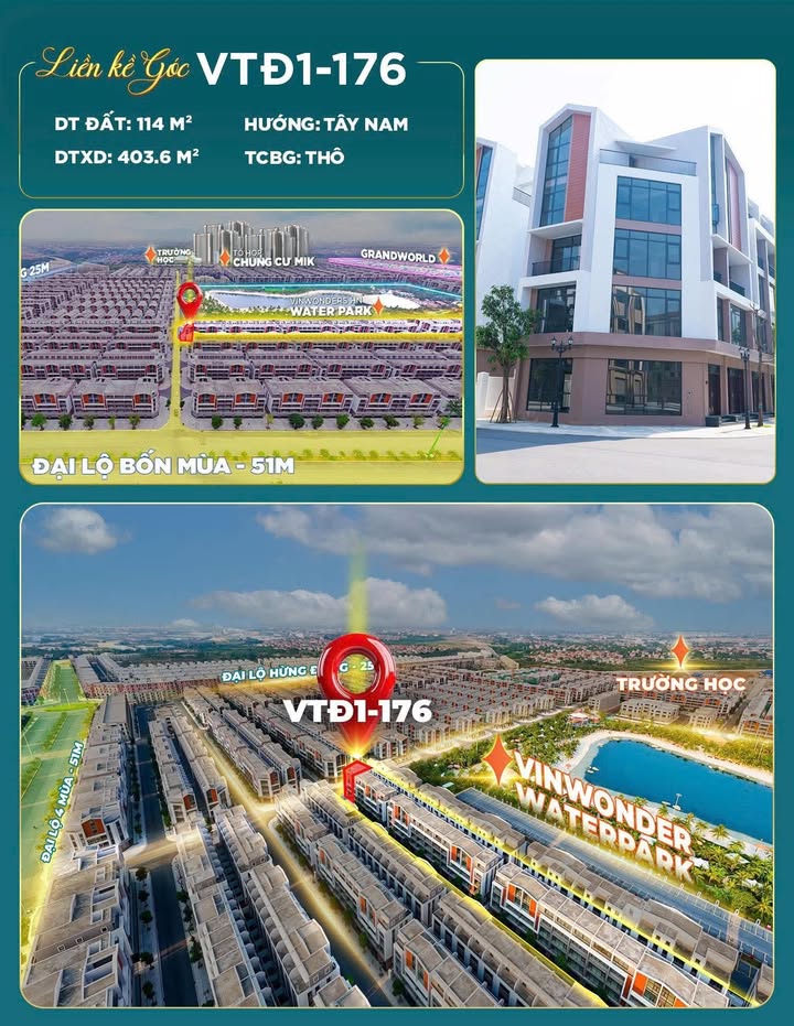 Townhouse góc Vinwonders Wave Park 113m² giá 23.45 tỷ - Cơ hội đầu tư cực tốt!