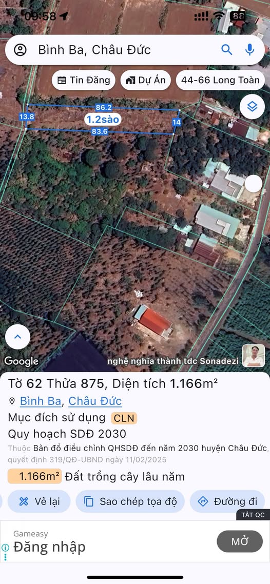 Đất nền Bình Ba, Châu Đức 1200m² chỉ 900 triệu - Đường ô tô vào tận nơi!