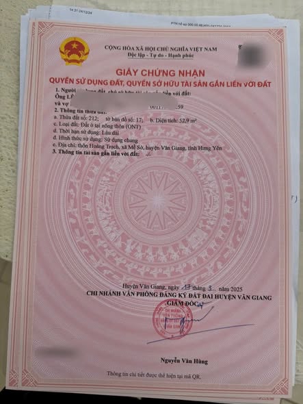 Đất nền tại thôn Hoàng Trạch, Văn Giang 52.9m² giá 2 tỷ - Vị trí vàng gần Vành Đai 4!