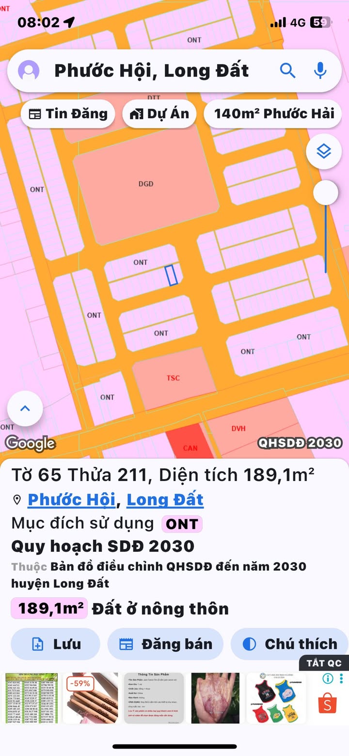 Đất thổ cư Phước Hội 204m² giá 2.8 tỷ - Vị trí đắc địa gần trường học!