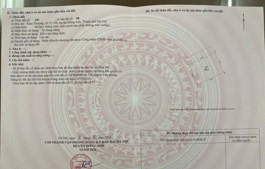 Đất nền lô góc Hai mặt tiền tại Đông Anh 96m² giá thỏa thuận - Cơ hội đầu tư tuyệt vời!