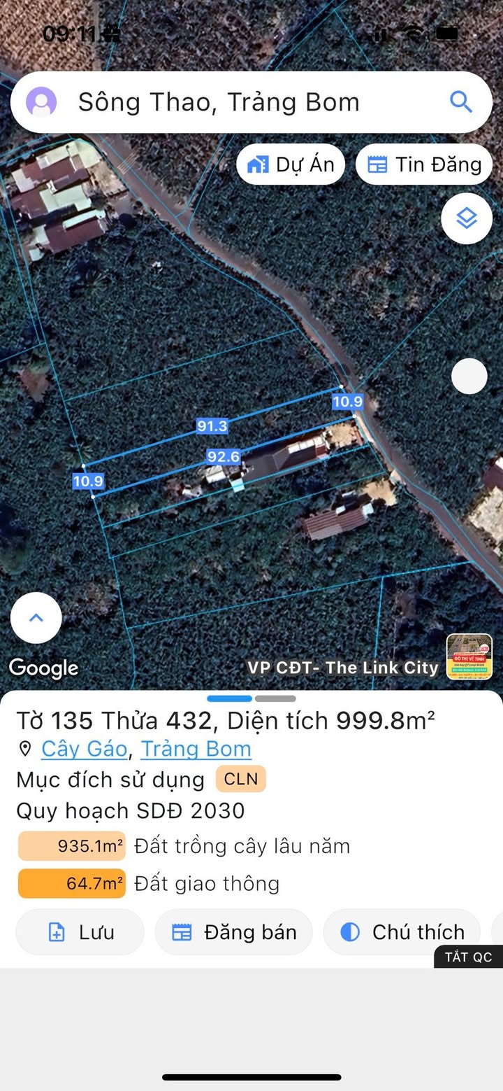 Đất nền Trảng Bom 3600m² giá 999 triệu - Mặt tiền đường nhựa thuận lợi!