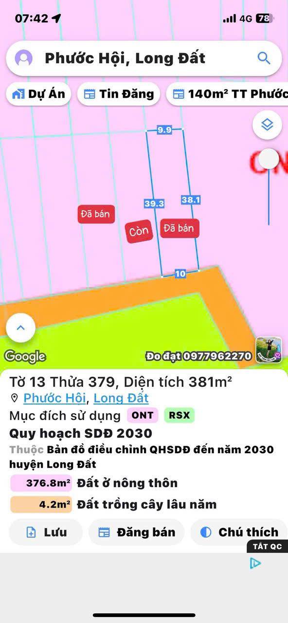 Đất thổ cư Đất Đỏ 400m² giá 1 tỷ - Cơ hội đầu tư hiếm có!