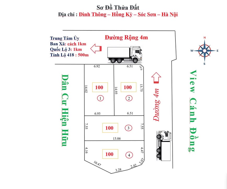 Đất thổ cư Hồng Kỳ, Sóc Sơn 100m² giá chỉ 1 tỷ - Cơ hội đầu tư tuyệt vời!