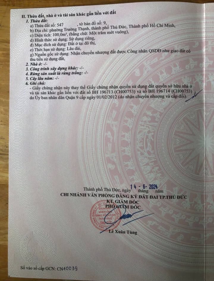 Đất nền đường Lò Lu, phường Trường Thạnh, Q9 - 100m² chỉ 5.5 tỷ - Sổ hồng chính chủ!