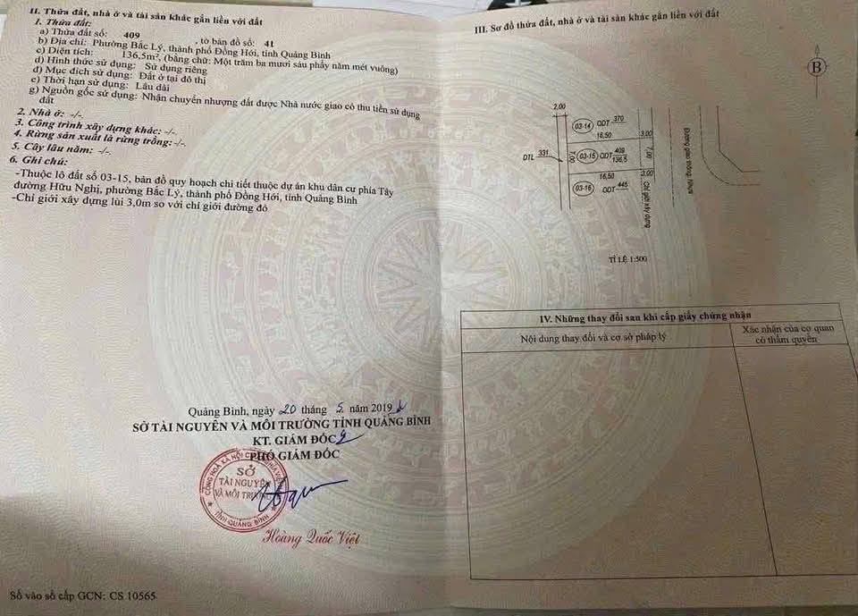 Đất liền kề mặt tiền Hồng Chương, Đồng Hới, 136.5m² giá 3.2 tỷ - Đầu tư sinh lời tốt!