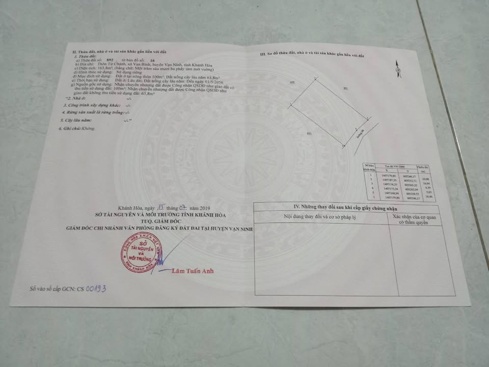 Lô đất thổ cư Vạn Bình, Vạn Ninh, Khánh Hòa 123,3m² giá 1,2 tỷ - Đầu tư sinh lời ngay!