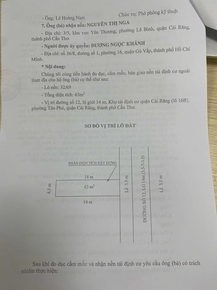 Đất nền tái định cư Tân Phú Cái Răng 63m² giá 1.233 tỷ - Đầu tư sinh lời hấp dẫn!