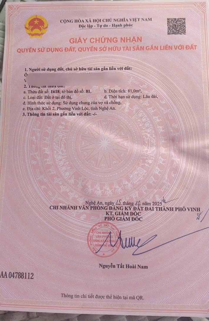 Đất nền Nghi Phong Vinh 81m² giá 1.9 tỷ - Sổ hồng chính chủ, đầu tư sinh lời!