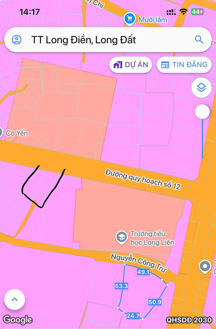 Đất nền mặt tiền đường Số 12, TT Long Điền 901m² - Cơ hội đầu tư hấp dẫn!