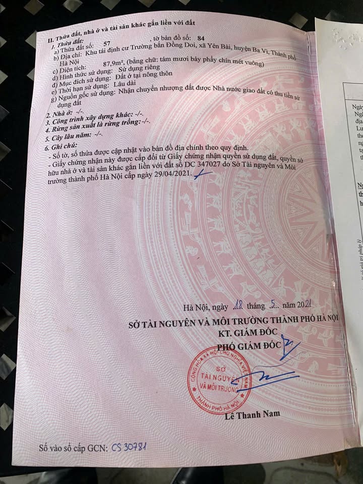 Đất TĐC Đồng Doi, Ba Vì 87,9m² giá 3,4 tỷ - Đầu tư sinh lời với hạ tầng hoàn chỉnh!