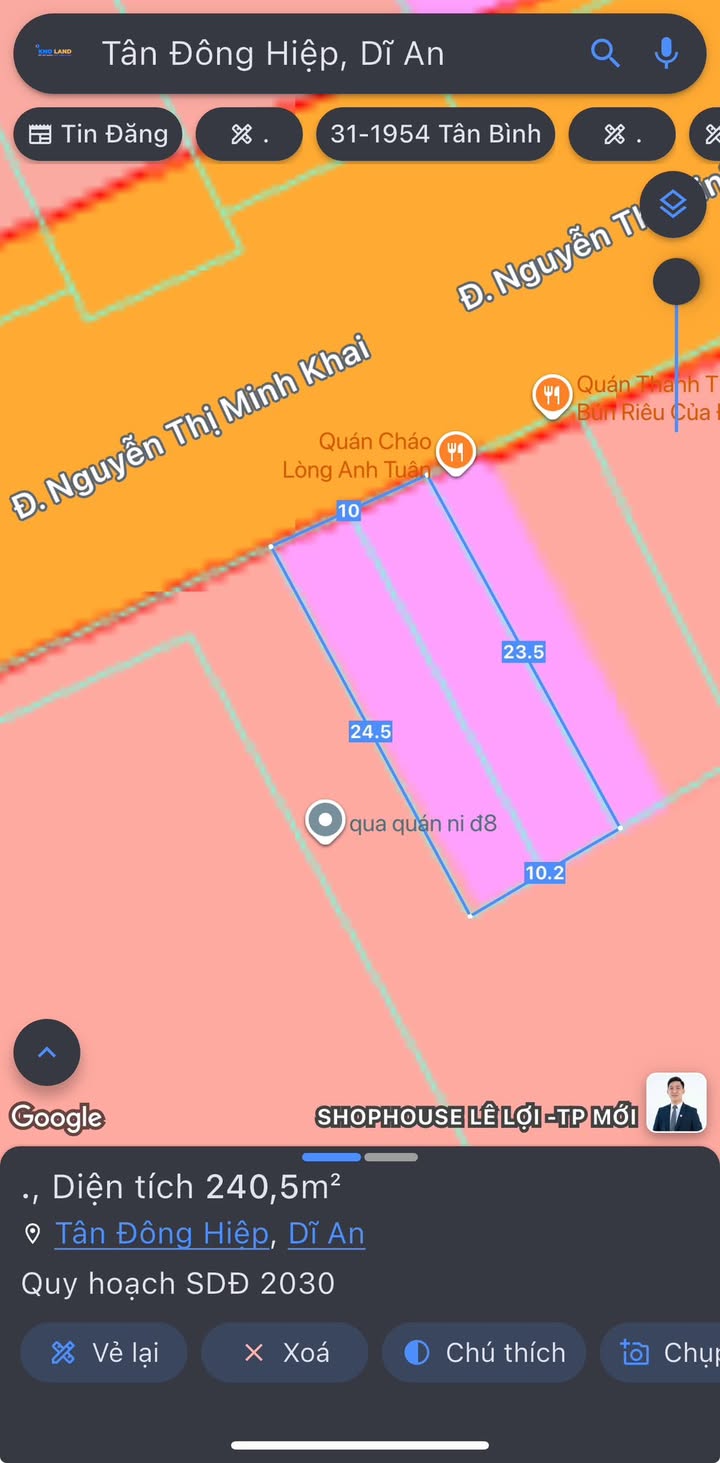 Đất nền mặt tiền Nguyễn Thị Minh Khai, Dĩ An 240m² giá 15 tỷ - Đầu tư sinh lời ngay!