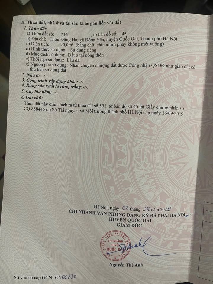 Đất nền lô góc 2 mặt tiền 90m² tại Đông Yên, Quốc Oai - Cơ hội đầu tư tuyệt vời!