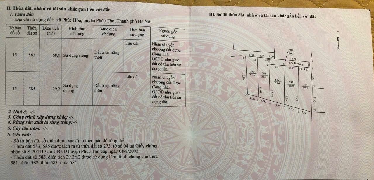 Đất nền Phúc Hòa Hoài Đức 68m² giá 3 triệu - Gần hồ điều hòa lý tưởng!