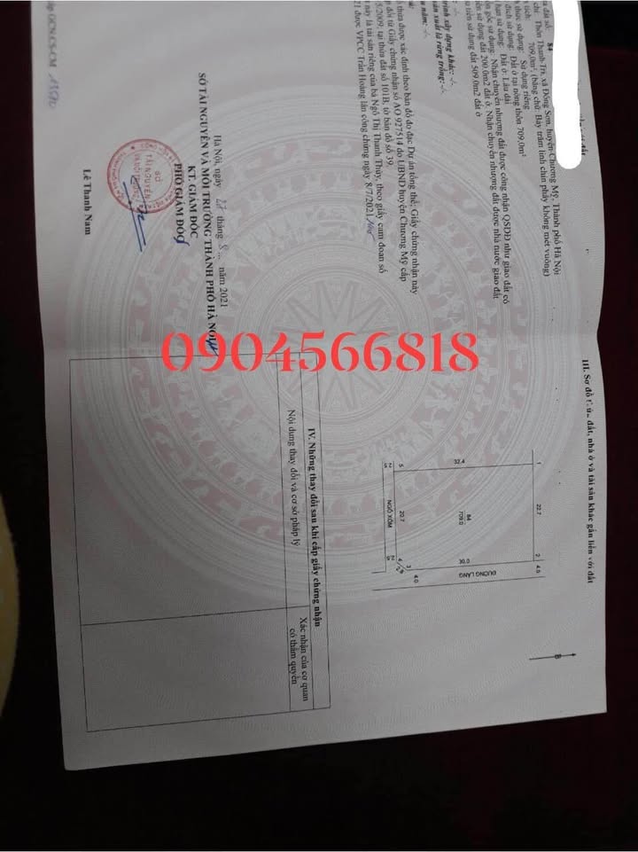 Đất thổ cư Chương Mỹ 700m² giá 25.5 tỷ - Mặt tiền 32m lô góc