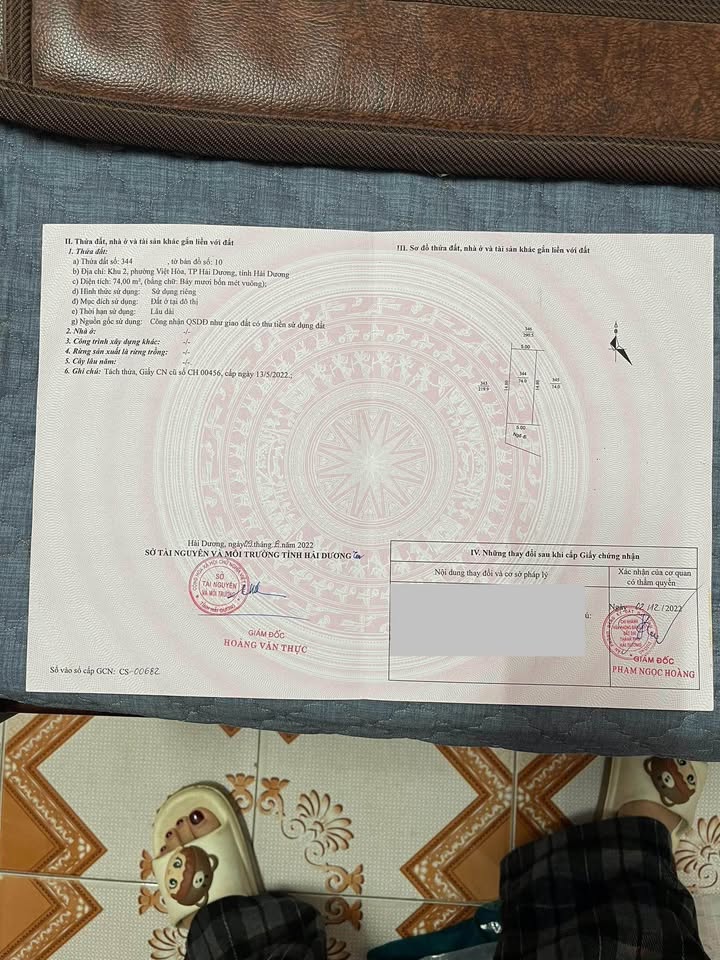 Đất thổ cư 74m² phường Việt Hoà, TP Hải Dương - Đầu tư sinh lời nhanh!