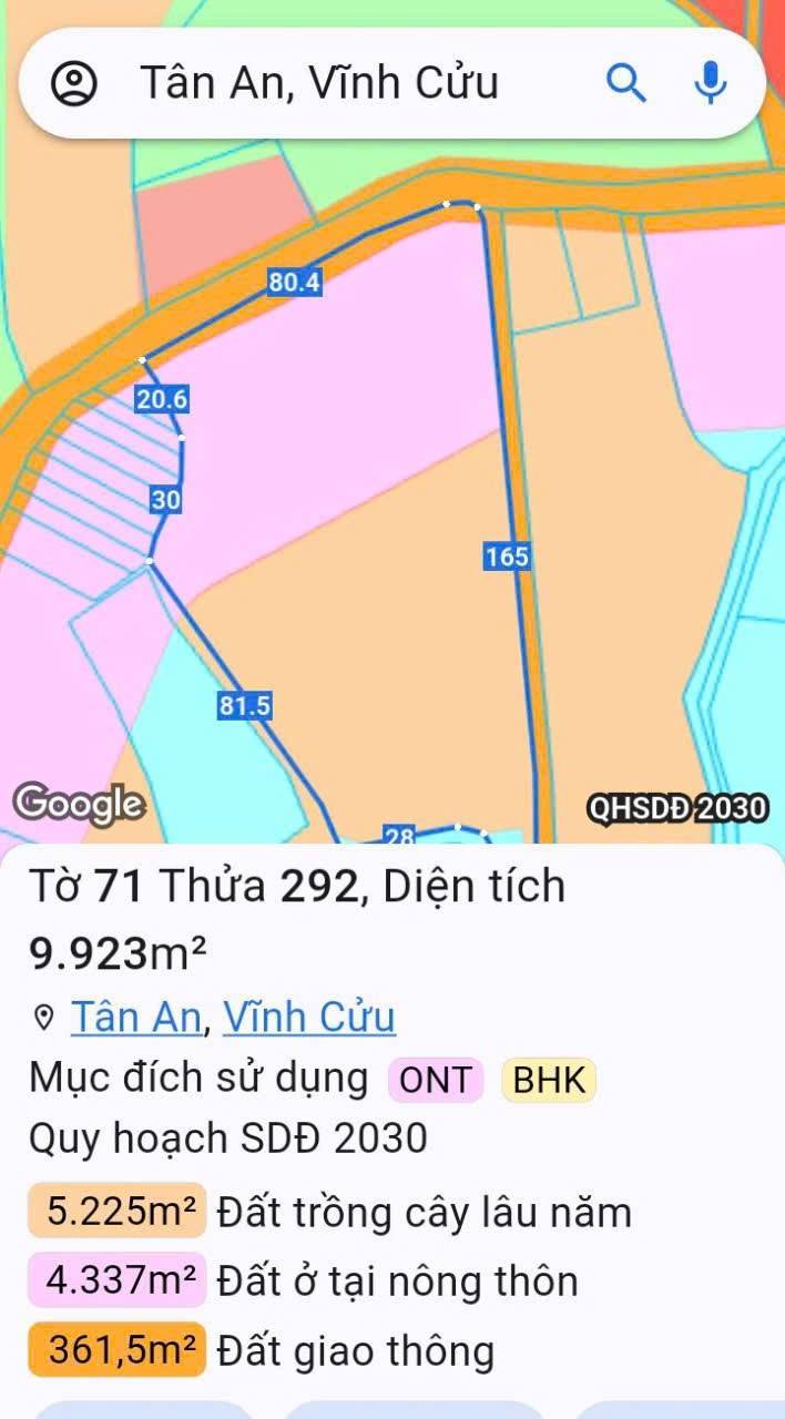 Đất thổ cư 300m² góc 2 mặt tiền tại Tân An, Vĩnh Cửu - Giá 12 tỷ hấp dẫn!