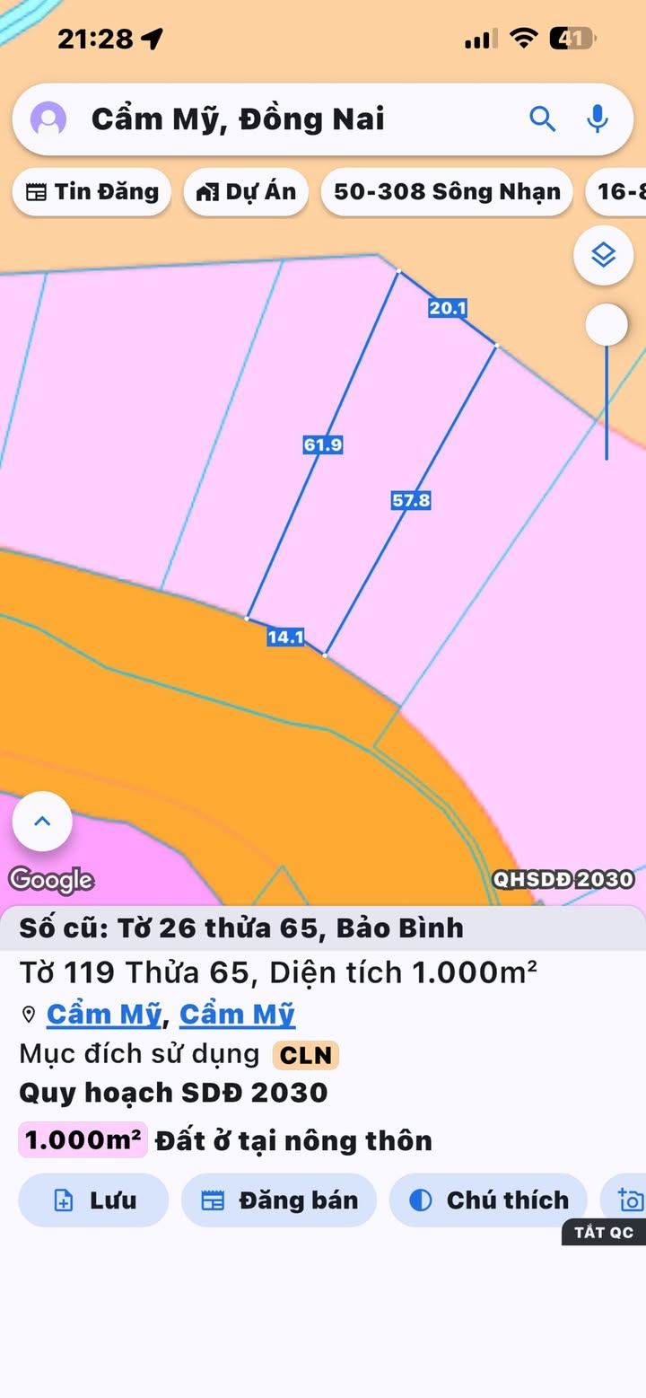 Đất nền 1000m² Bảo Bình, Cẩm Mỹ giá 2 tỷ - Cơ hội đầu tư hấp dẫn!
