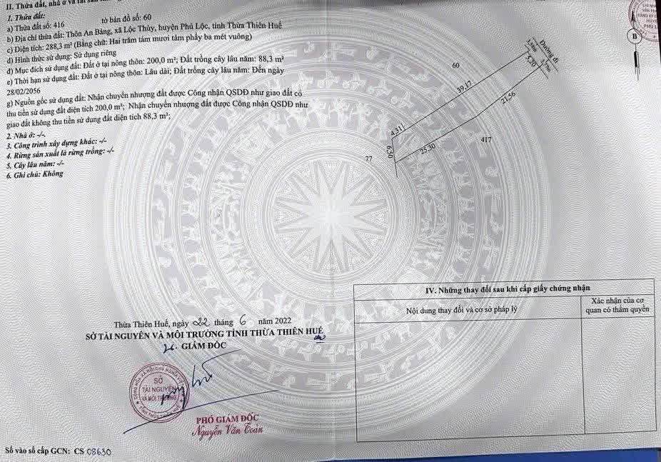 Đất thổ cư An Bàng, Chân Mây - Lăng Cô 288m² - Cơ hội đầu tư tuyệt vời!