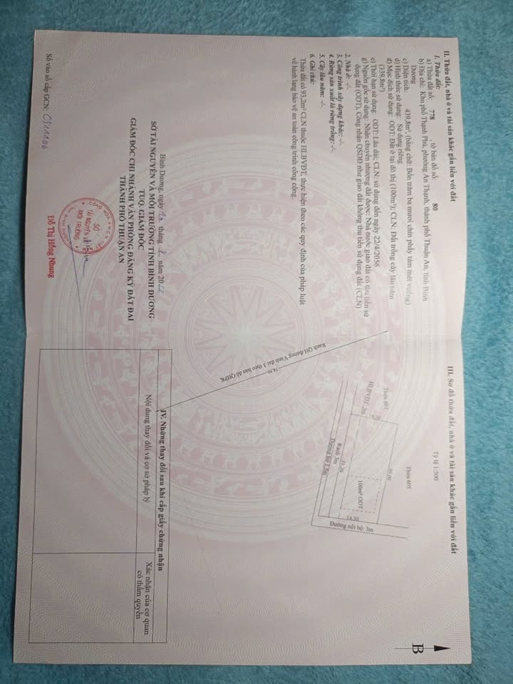 Đất thổ cư An Thạnh, Thuận An, Bình Dương 439m² giá 4.39 tỷ - Sổ hồng chính chủ