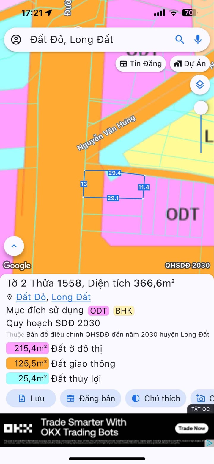 Đất mặt tiền TL52, thị trấn Đất Đỏ, Bà Rịa - Vũng Tàu 332,1m² giá 4 tỷ - Đầu tư sinh lời tuyệt vời!