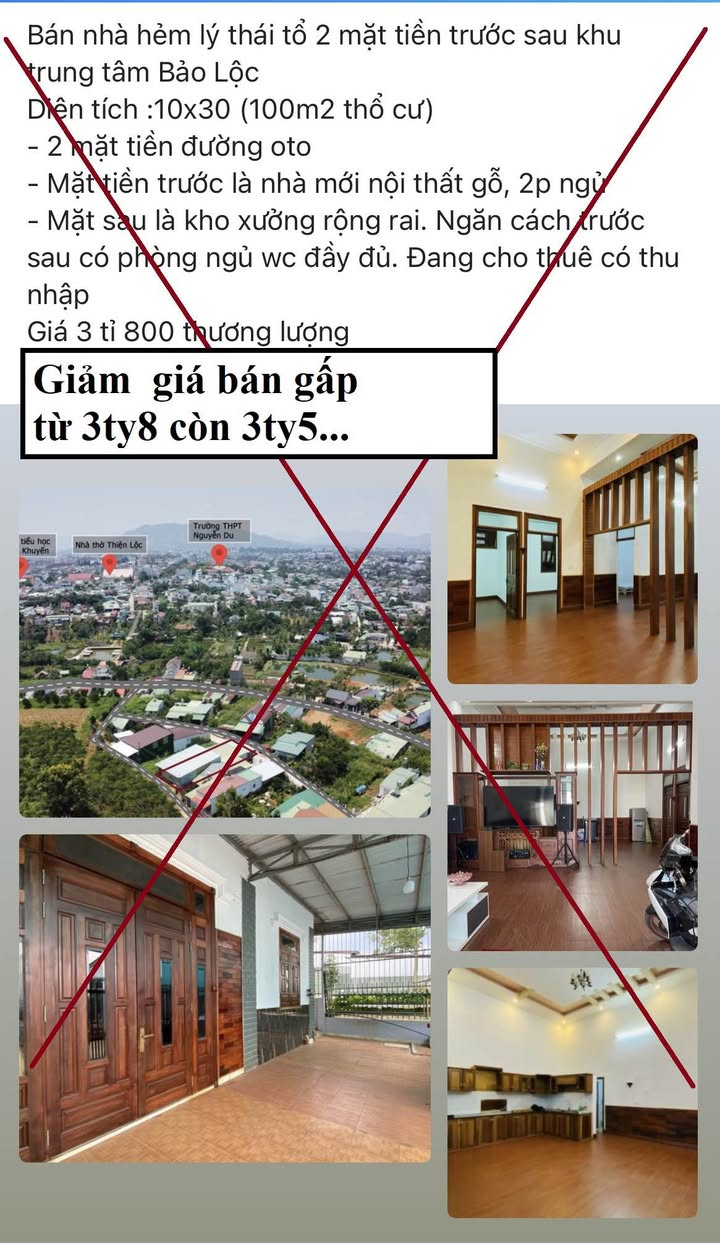 Bán gấp nhà 2 mặt tiền Lý Thái Tổ, Bảo Lộc 300m² giá chỉ 3.5 tỷ - Cơ hội đầu tư tuyệt vời!