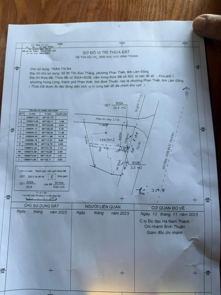 Đất mặt tiền Tôn Đức Thắng, Phan Thiết 165m² giá 12 tỷ - Pháp lý rõ ràng!