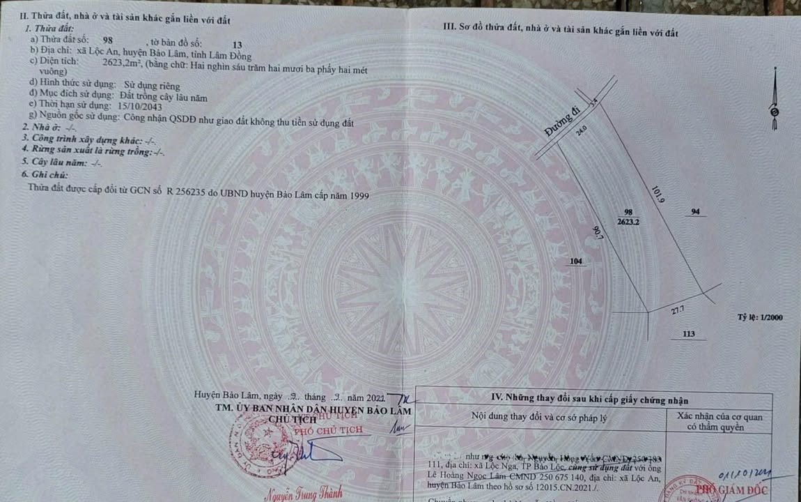 Lô đất Lộc An 2600m² giá 2.15 tỷ - Đất đẹp, đường nhựa ô tô thoải mái