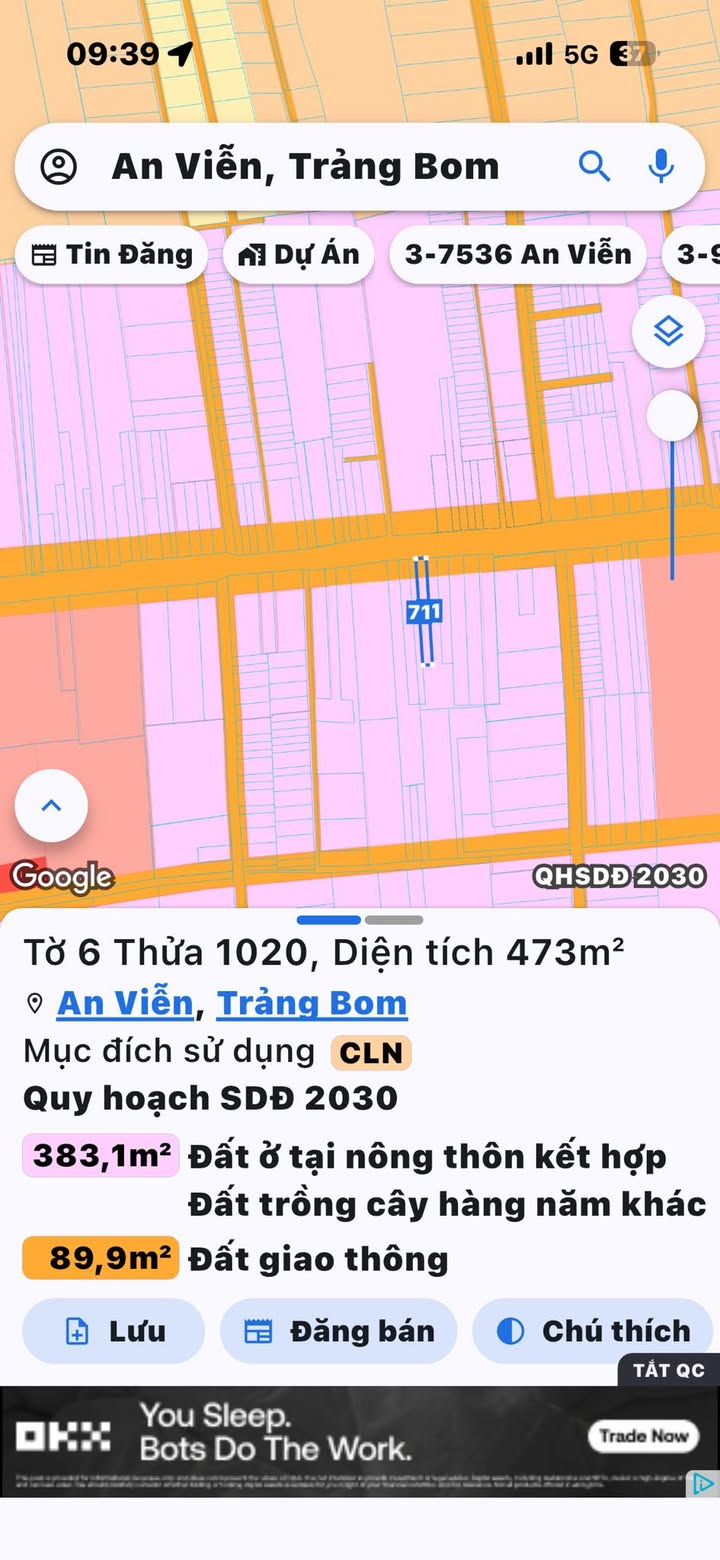 Đất mặt tiền kinh doanh xã An Viễn, Trảng Bom 490m² giá 4 tỷ - Cơ hội đầu tư hấp dẫn!