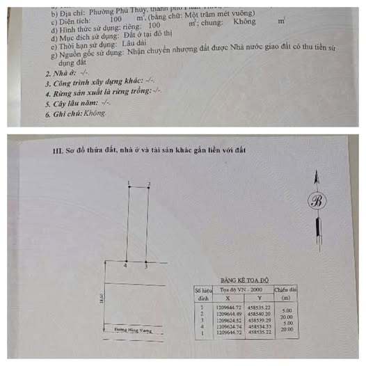 Đất thổ cư 100m² mặt tiền Đường Hùng Vương, Phú Thủy - Đầu tư sinh lời ngay