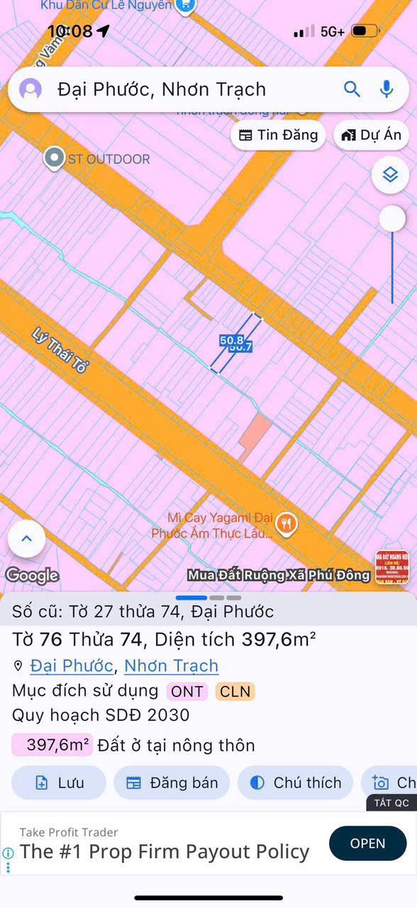 Đất thổ cư xã Đại Phước Nhơn Trạch 400m² giá 6.8 tỷ - Cơ hội đầu tư tuyệt vời!