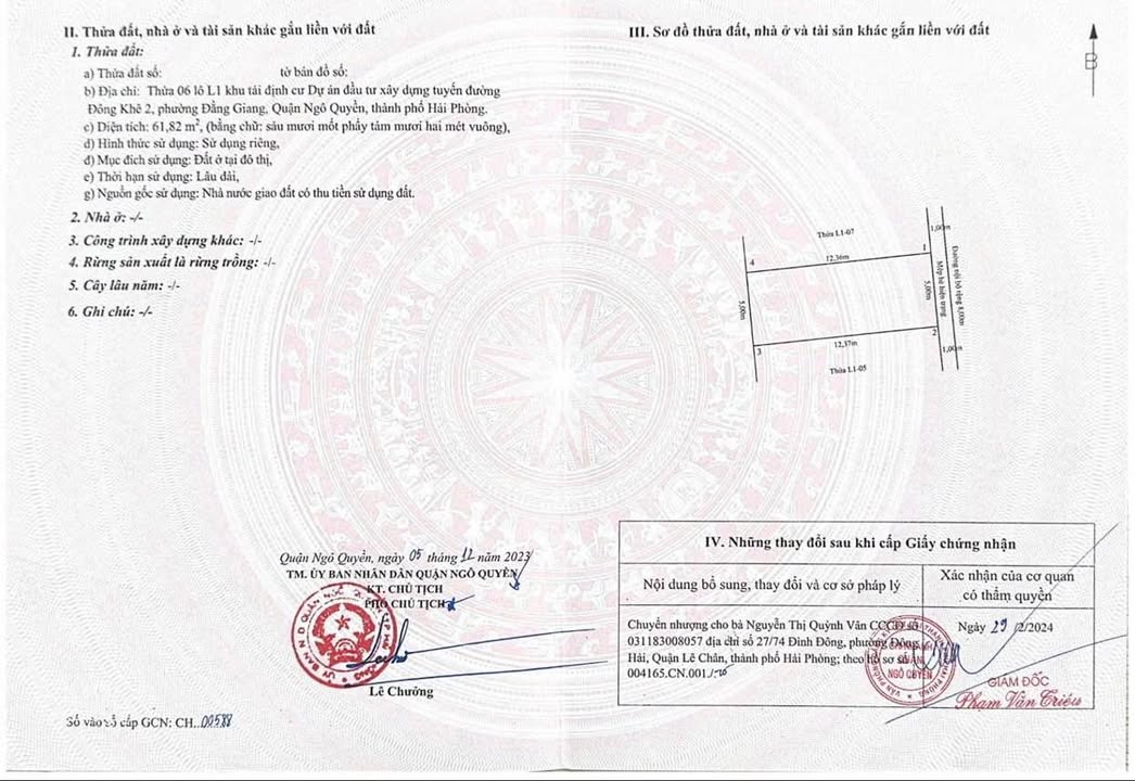 Đất nền Ngô Quyền Hải Phòng 61.8m² giá 145 triệu - Đầu tư sinh lời ngay!