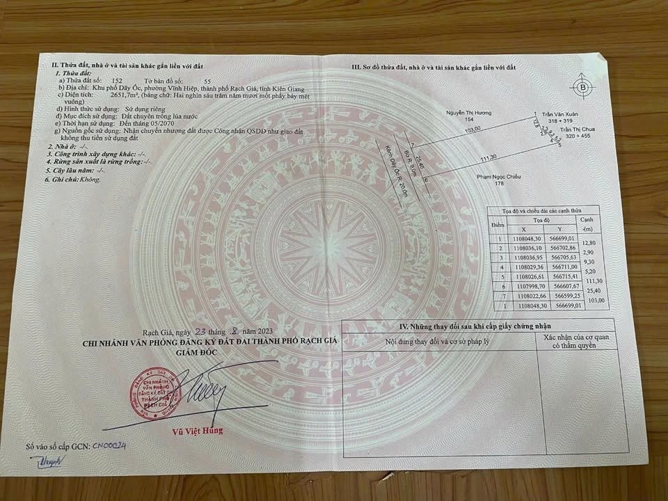 Đất nền Vĩnh Hiệp 1540m² giá 1.2 tỷ - Cơ hội đầu tư hấp dẫn!