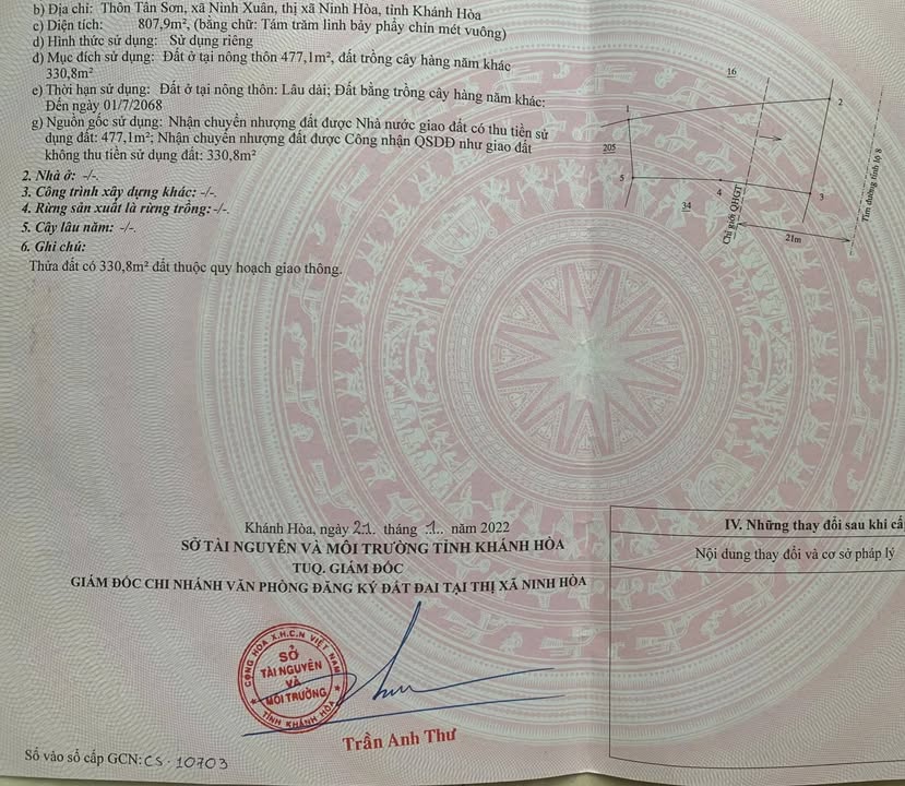 Đất Nền Ninh Xuân 807m² giá 1.5 tỷ - Mặt tiền DT8, Đầu tư sinh lời!